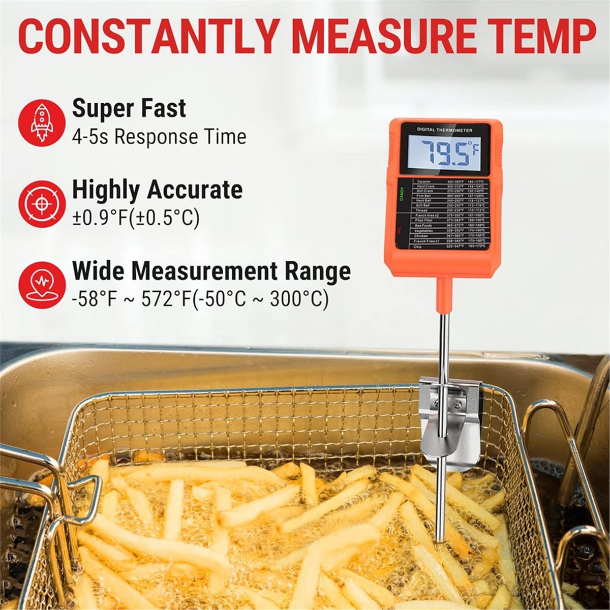 Instant Read Thermometer - Termómetro Digital para Dulces LNHF TP510,